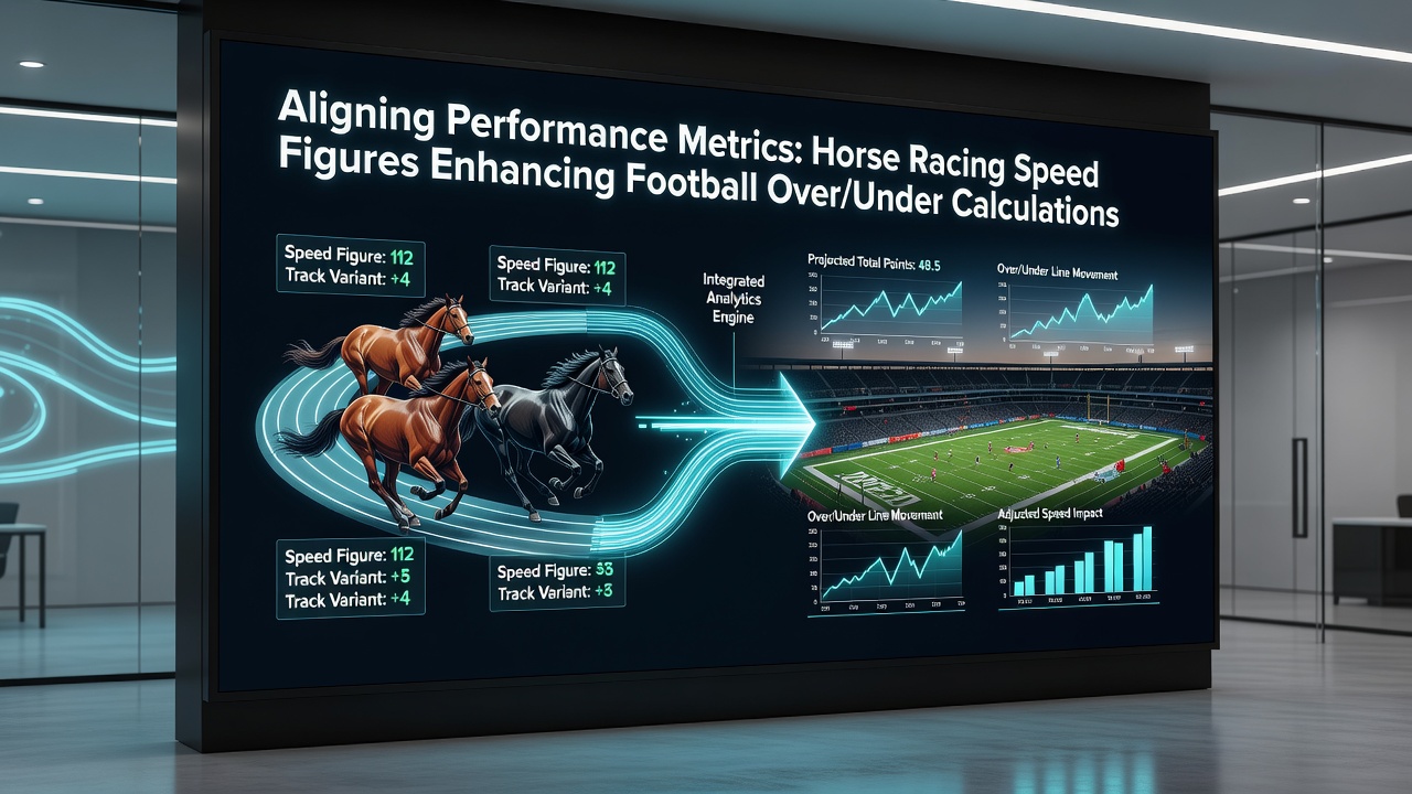 Comparative charts showing horse racing speed figures aligned with football possession metrics and tennis rally conversion rates