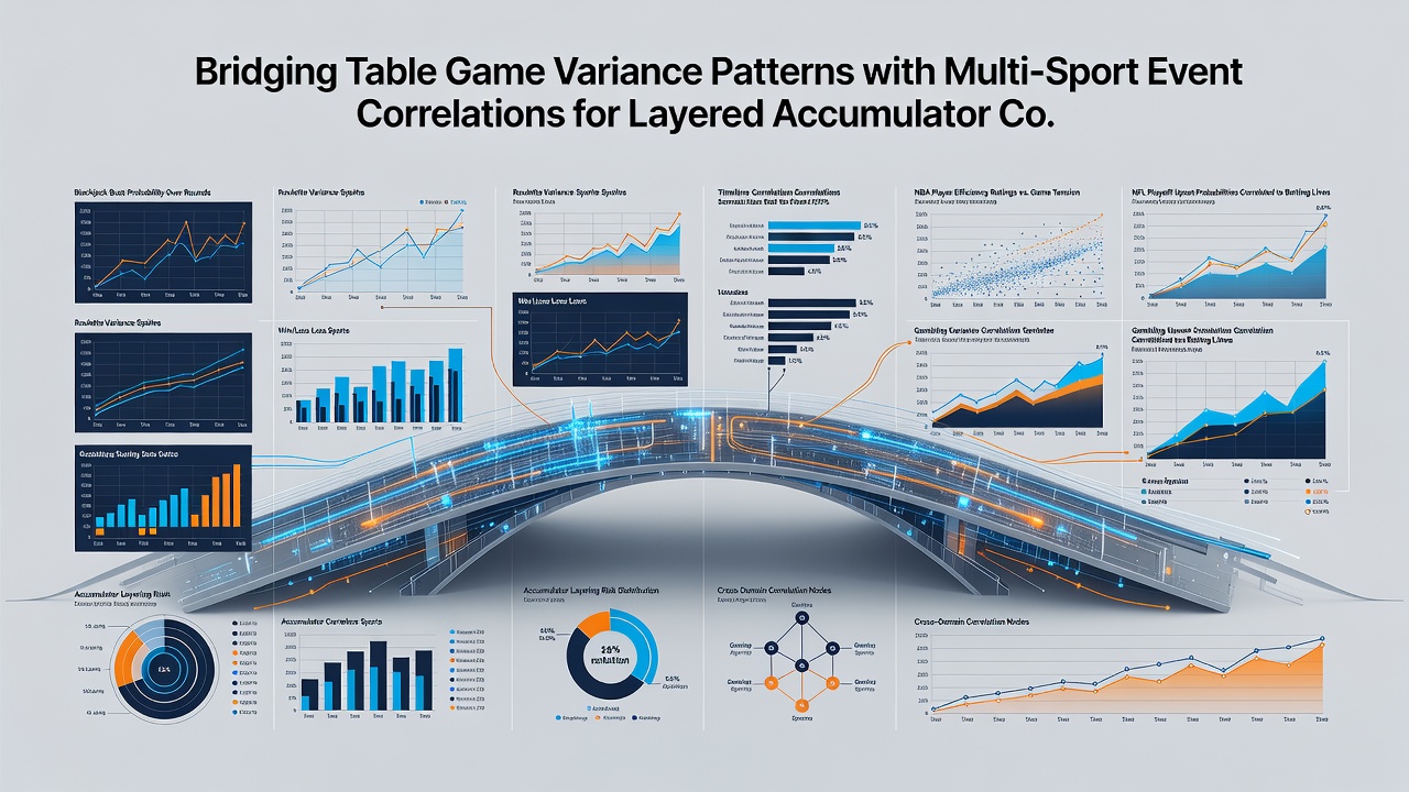 Illustration of layered accumulator construction linking casino table variance with soccer, basketball, and tennis event correlations