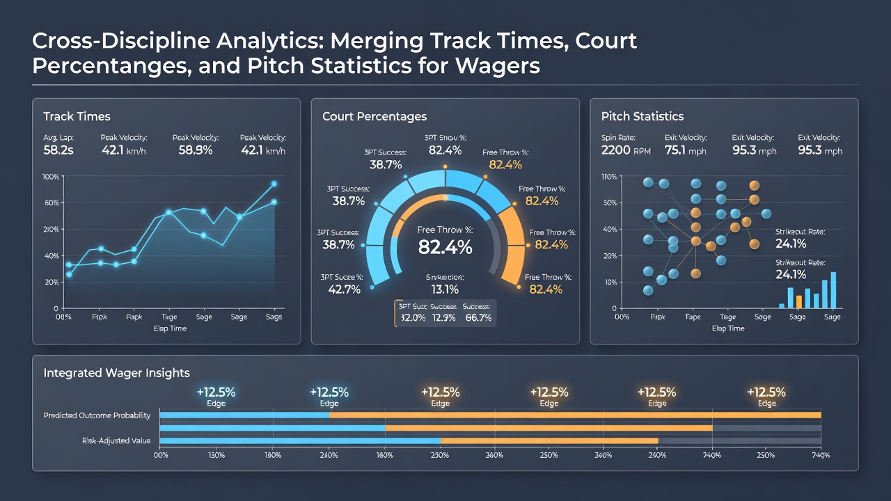 Data visualization dashboard displaying overlaid track, court, and pitch performance charts used for accumulator modeling