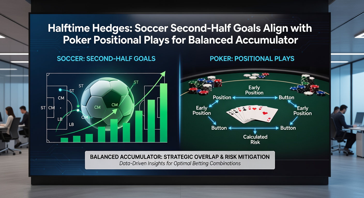 Poker chips stacked beside a soccer scoreboard displaying second-half goals, illustrating strategic alignment in betting