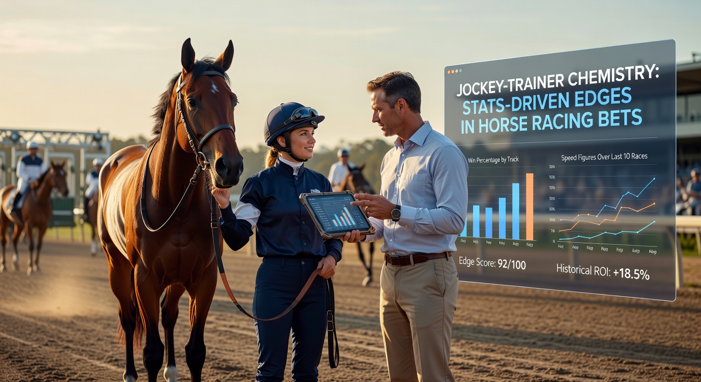 A jockey and trainer discussing strategy before a race, highlighting their close partnership in horse racing