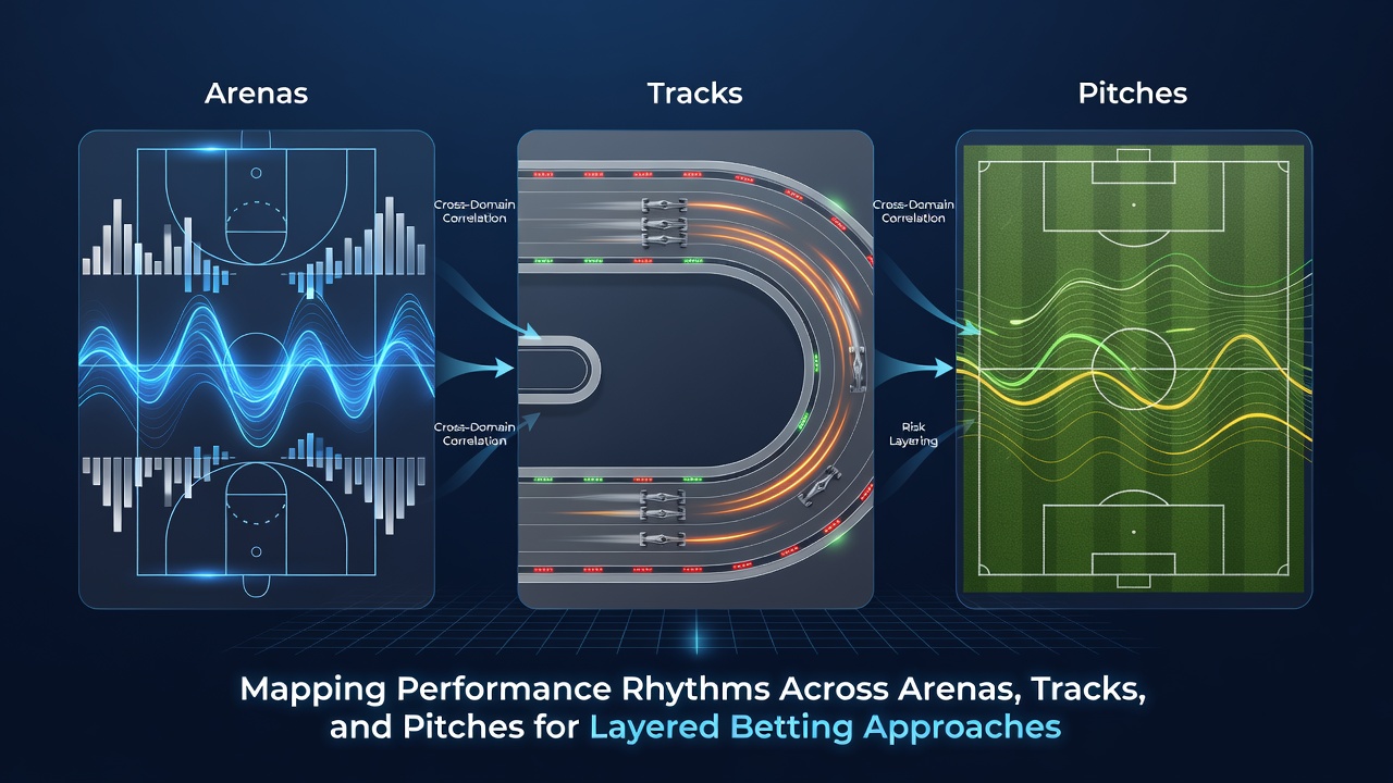 Infographic showing layered betting connections between different sports venue performance metrics