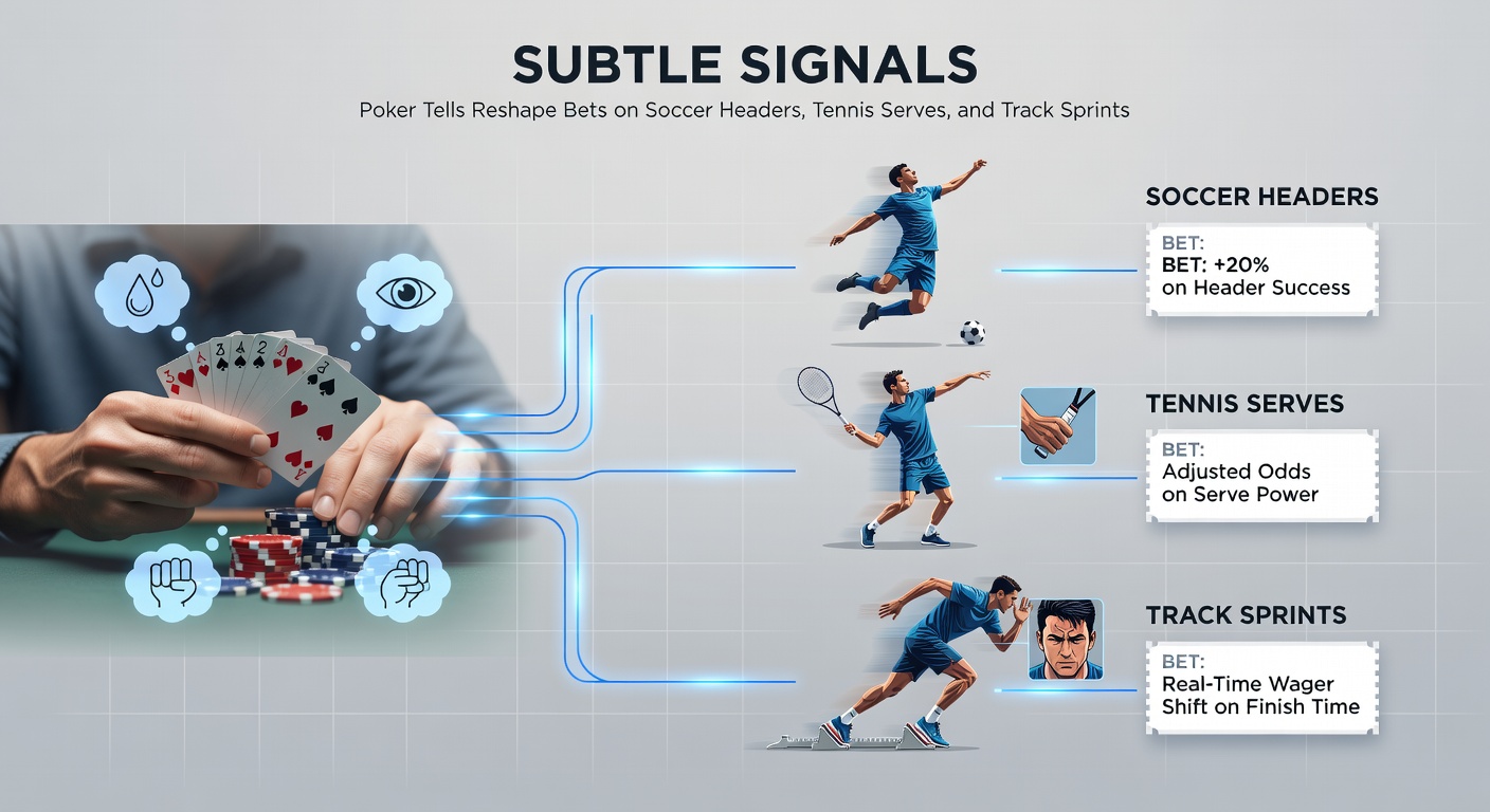 Tennis player mid-serve with visible ball toss variation and body tension, as bettors trained in poker tells analyze for ace potential or double-fault risks