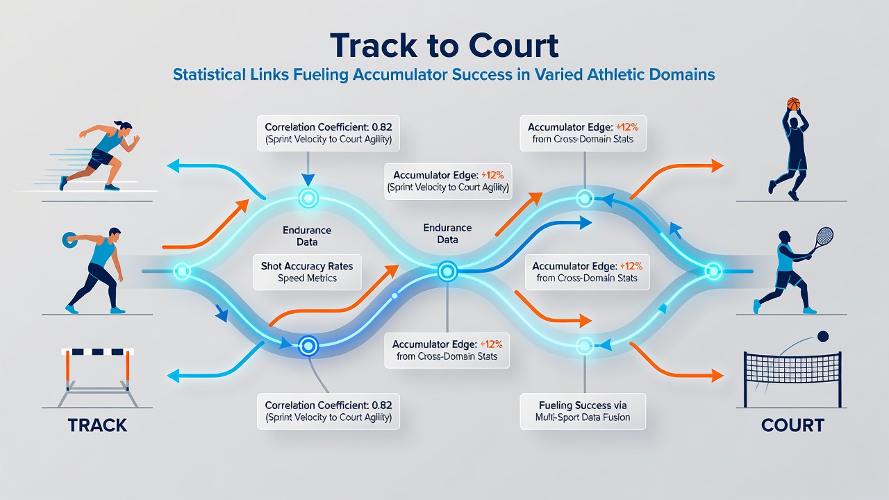 Data visualization of accumulator success rates connecting basketball, soccer, and racing statistics