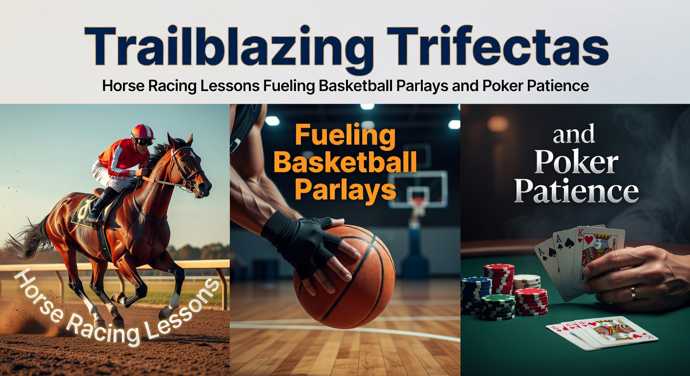 Vibrant scene of horses thundering down the track during a high-stakes trifecta race, with bettors watching intently from the stands